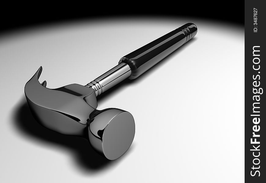 A single hammer on simple white background - 3d render. A single hammer on simple white background - 3d render