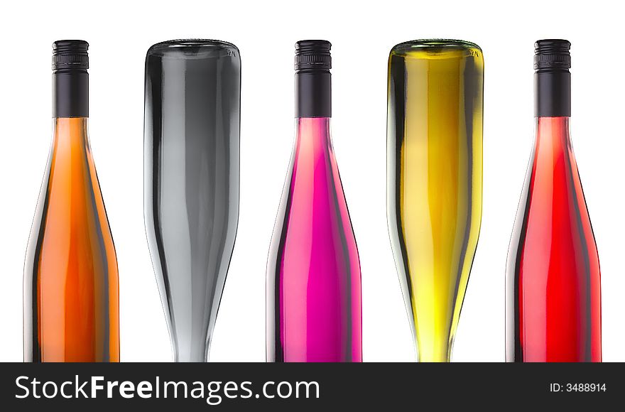 Colorful Wine Bottles On