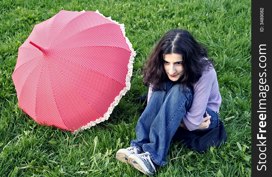 A girl and a umbrella