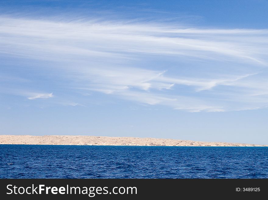 Coast of the red sea. blue sea and sky