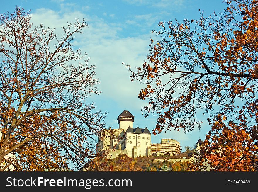 View on the castle in an autumn landscape