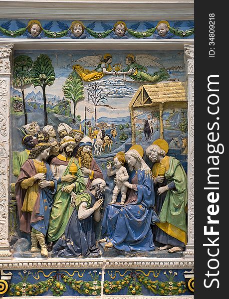 Adoration of the Magi by florentine sculptor Andrea della Robbia, Victoria and Albert Museum, London. Adoration of the Magi by florentine sculptor Andrea della Robbia, Victoria and Albert Museum, London