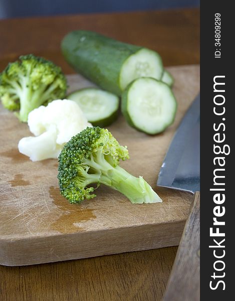 Broccoli On Cutting Board