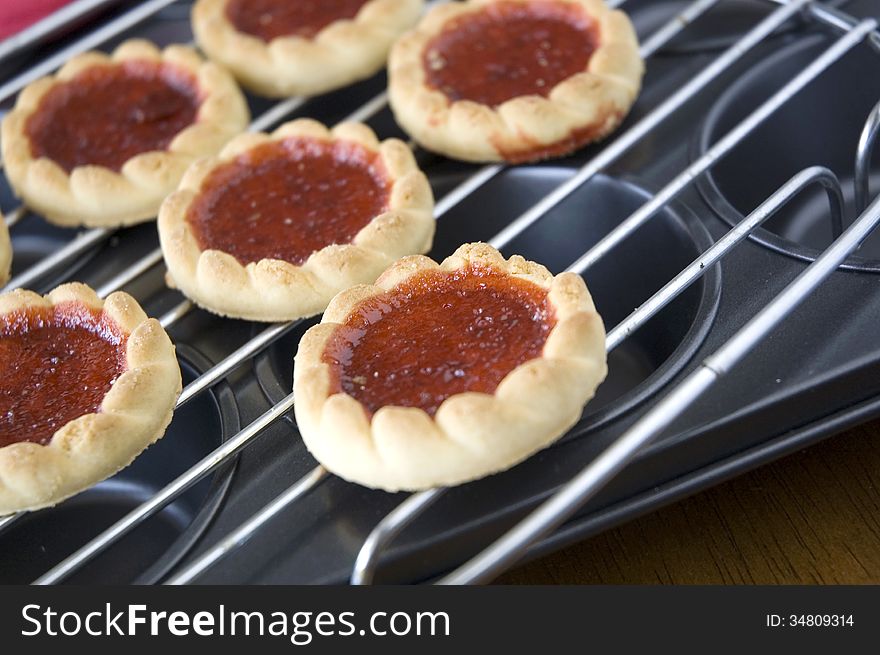 Close up cookies strawberry jam. Close up cookies strawberry jam