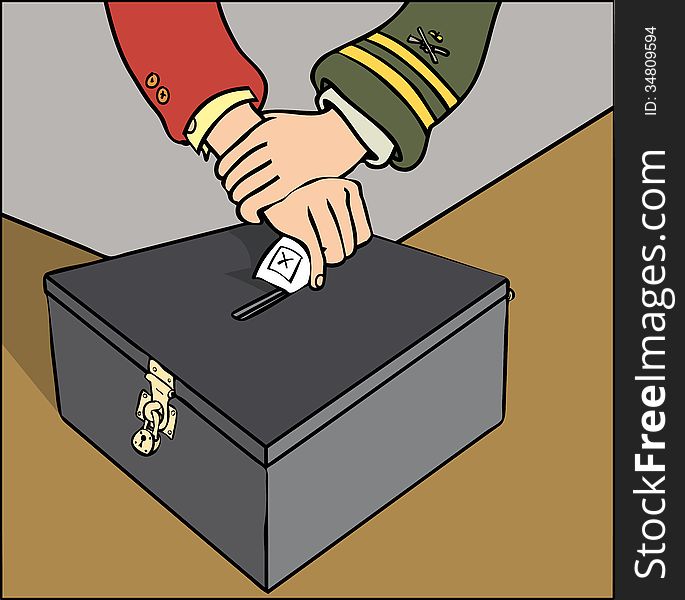 Uniformed Official stopping someone voting. Uniformed Official stopping someone voting