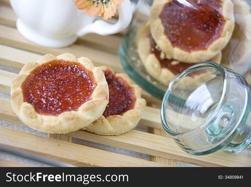 Close up cookies with jar