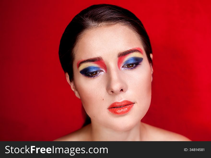 Beauty portrait of girl with colorful make up