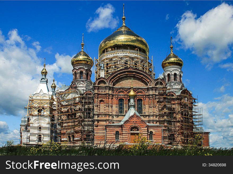 Reconstruction of russian church Belogorsky Monastery in Perm Krai. Reconstruction of russian church Belogorsky Monastery in Perm Krai