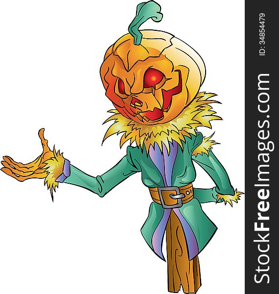 Pumpkin head colored isolated illustration