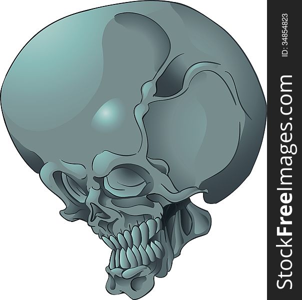 Big skull tattoo isolated illustration