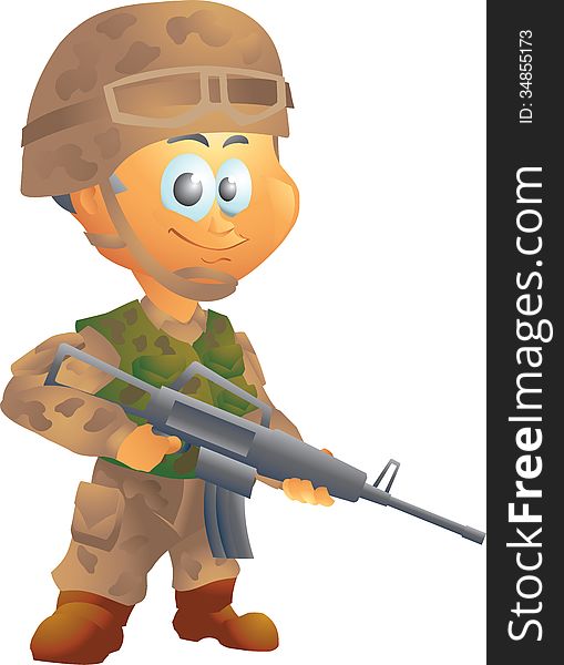 Cute Army soldier isolated