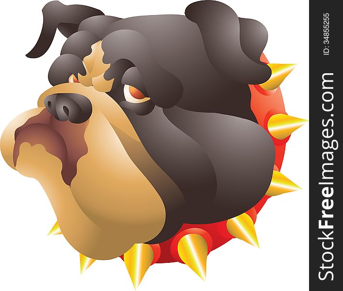 Black bulldog head isolated illustration