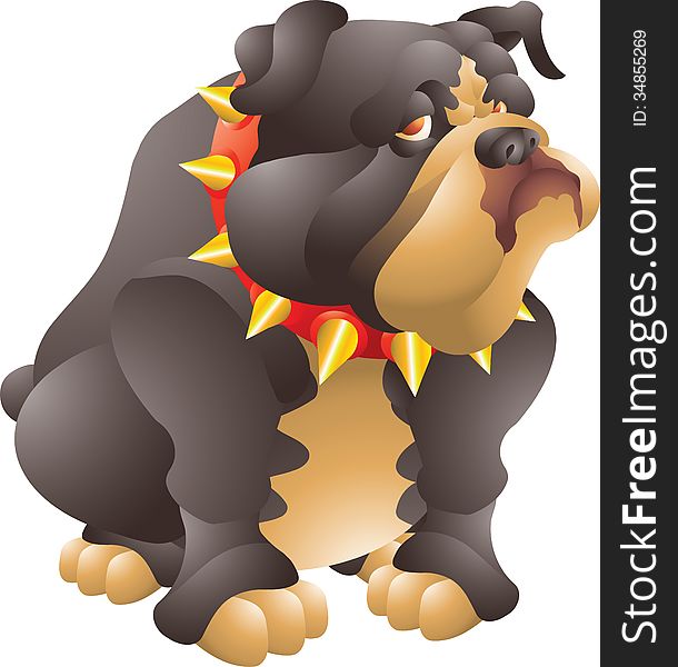 Big black bulldog isolated illustration