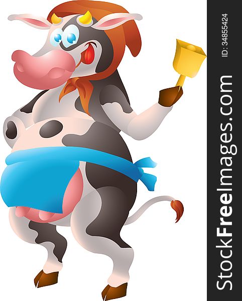 Cow Farmer with bell isolated