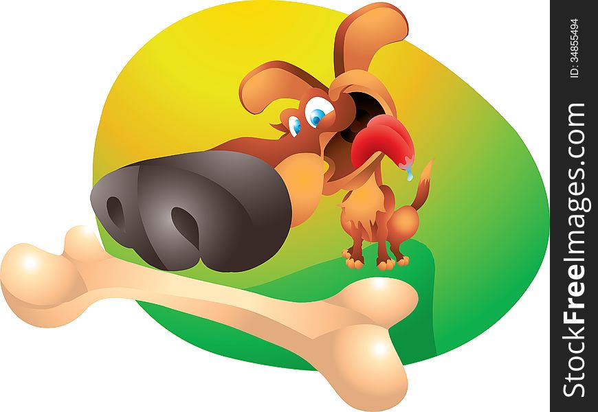 Dog with bone isolated illustration