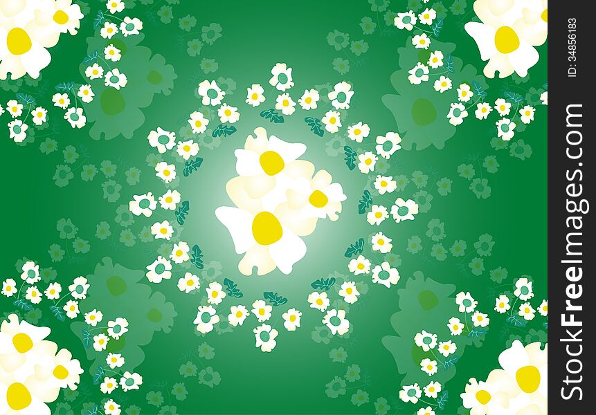 Abstract flowers on a yellow background. Abstract flowers on a yellow background
