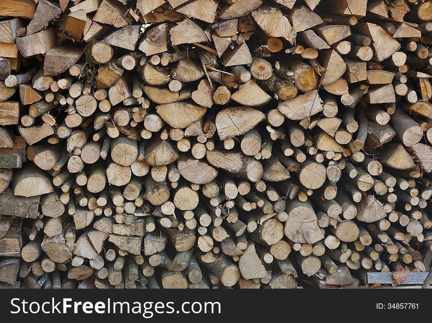 Firewood for a fire start in a fireplace. Firewood for a fire start in a fireplace