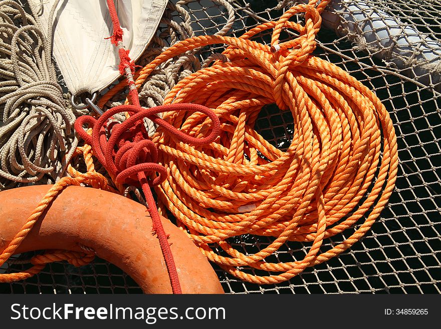 Orange rope lifeline fragment sails