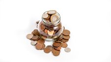 Coins Overflowing From Money Jar Stock Photography Coins Overflowing From Money Jar Stock Photography
