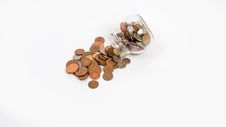 Coins Spilt From Jar Stock Photography Coins Spilt From Jar Stock Photography