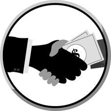Shakehand And Give A Money To Other Hand Stock Images