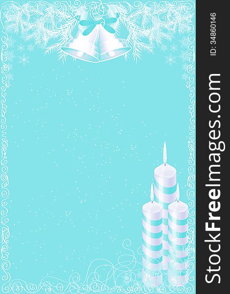 Blue Christmas background with candles