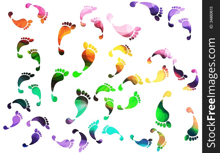 Symbol trace of human foot print. Symbol trace of human foot print