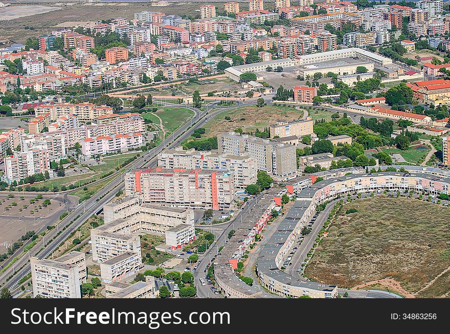 Aerial view of suburbs.