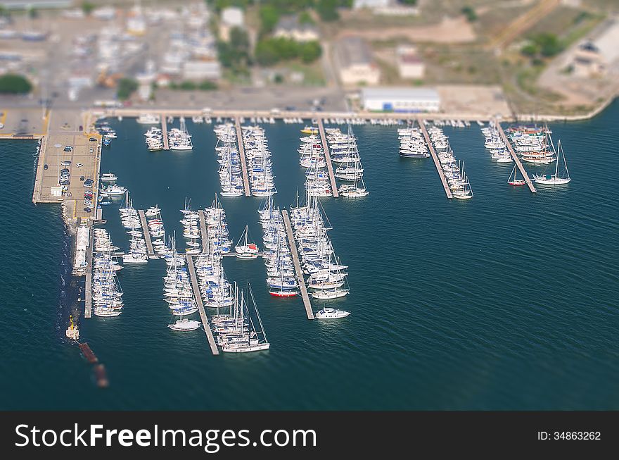 Aerial View Of Yachts.