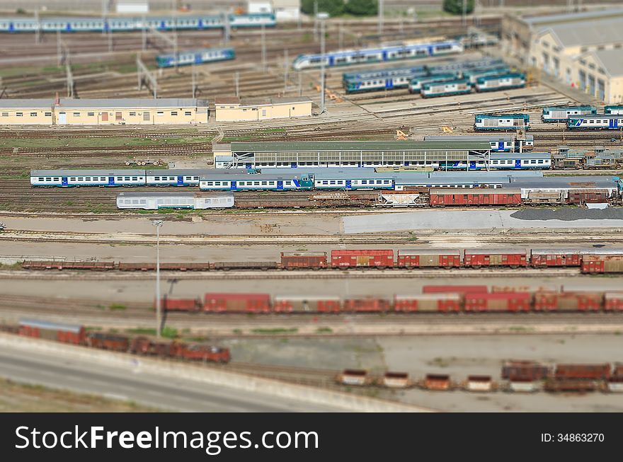 Aerial view of railway transport