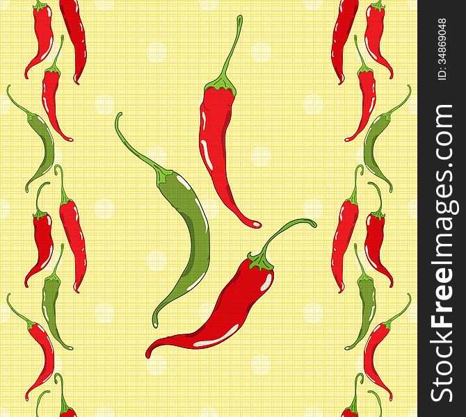 Seamless pattern with peppers, eps10. Seamless pattern with peppers, eps10