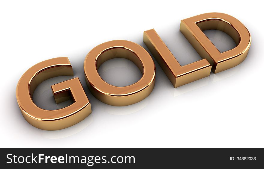 Word gold and white background. Word gold and white background