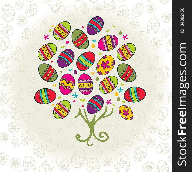 Background with Easter bright tree. Background with Easter bright tree