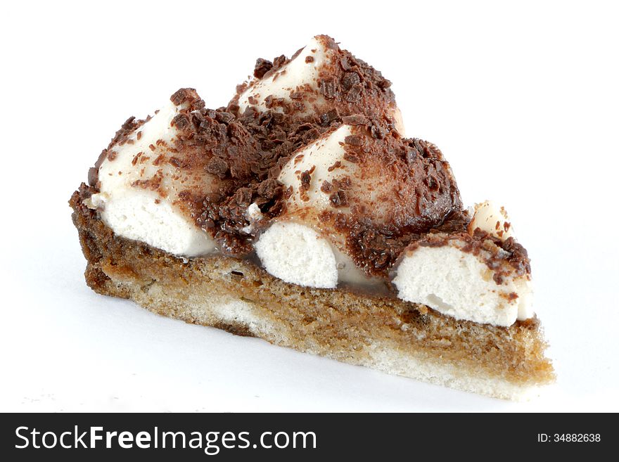 Chocolate cake isolated on white background