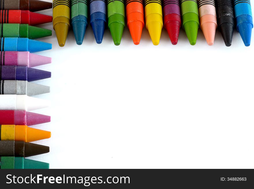 Set of colorful crayons isolated on white background