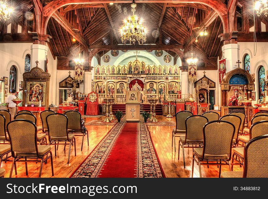 Vertical panorama of the Russian Orthodox Cathedral photographed in Toronto