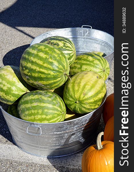 Watermelon for sale at a local outdoor market