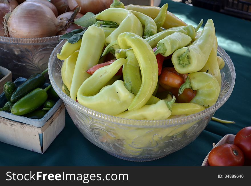 Peppers displayed for sale