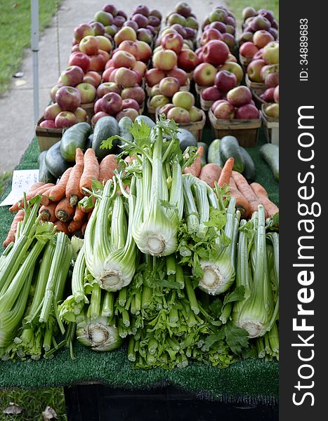 Fresh produce for sale at a local Farmers market in rural Michigan, USA