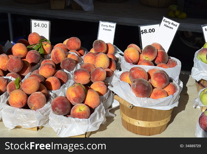 Fresh Produce for sale at an outdoor Farmers market in rural Michigan, USA