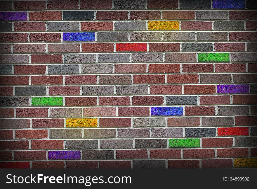 A colorful dark brick wall. A colorful dark brick wall.