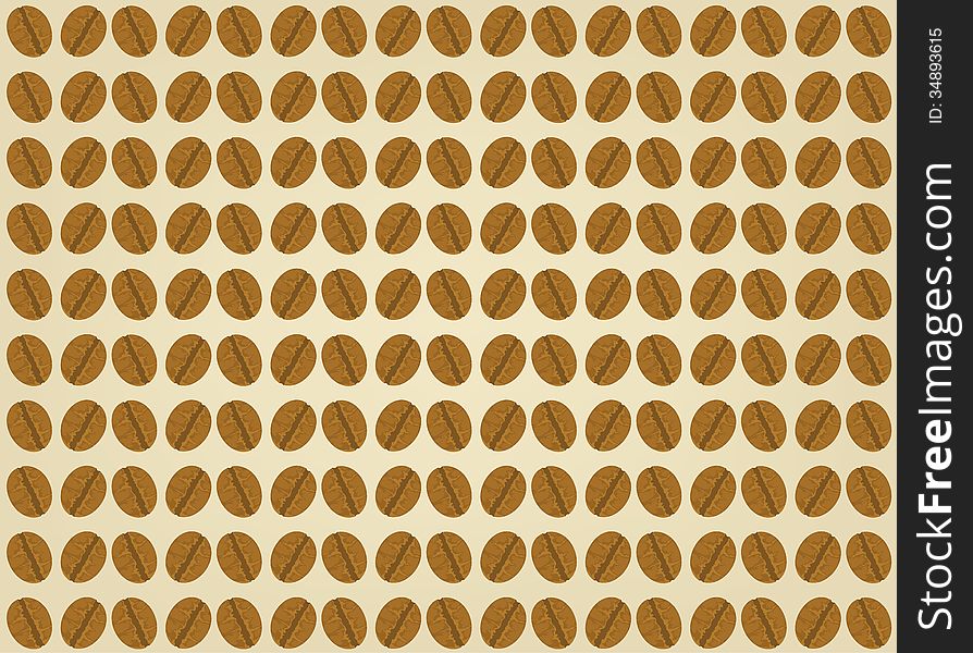 Illustration coffee beans on a brown background