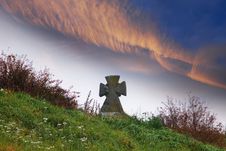 Graveyard And Dramatic Clouds Stock Image