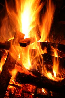 Burning Campfire Stock Images