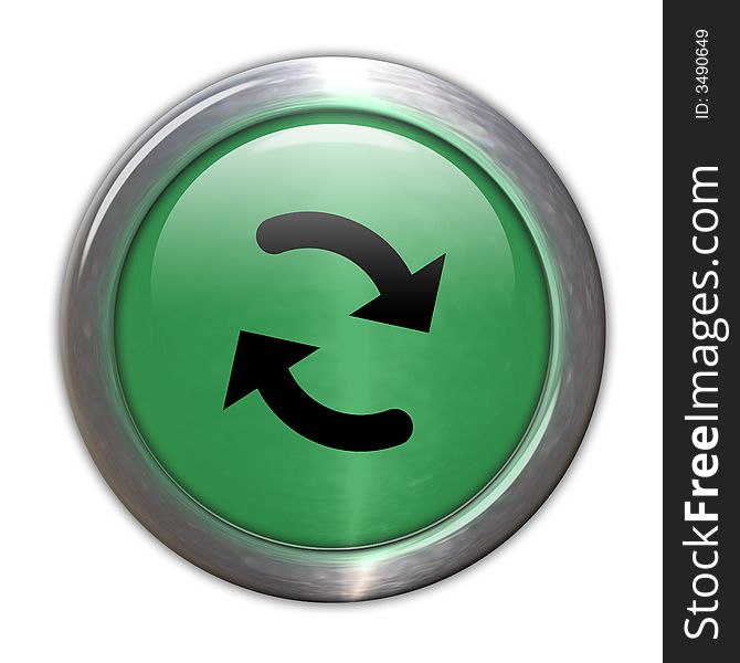 Green Glass Button - Recyle