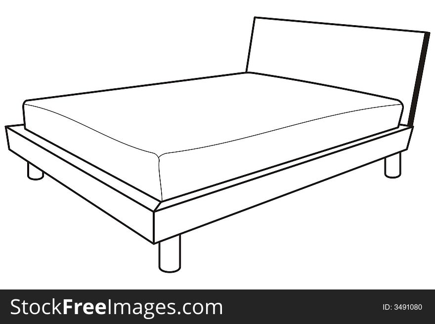 Art illustration in black and white: a bed