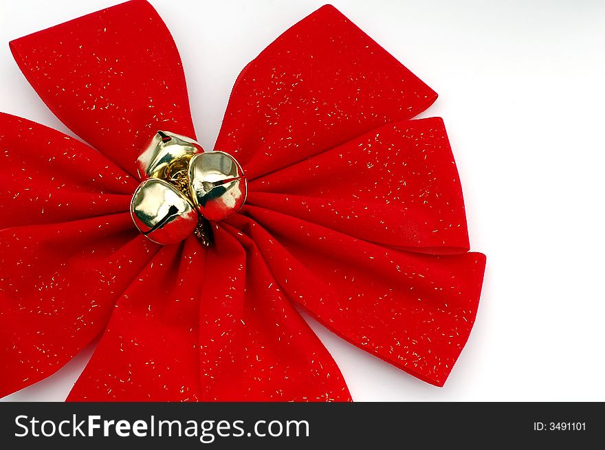 Large red Christmas bow made of soft material. Large red Christmas bow made of soft material