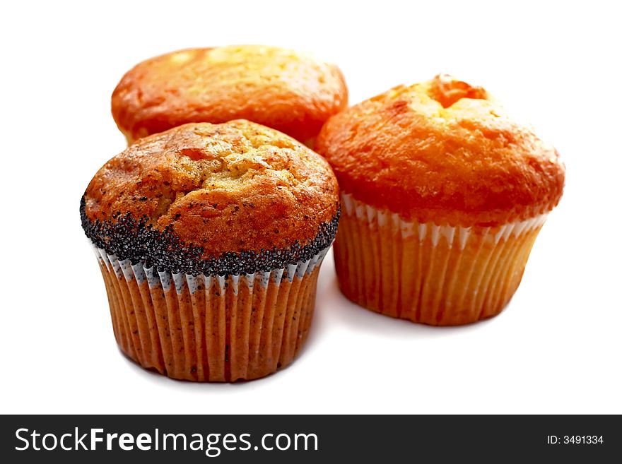 Three muffins isolated