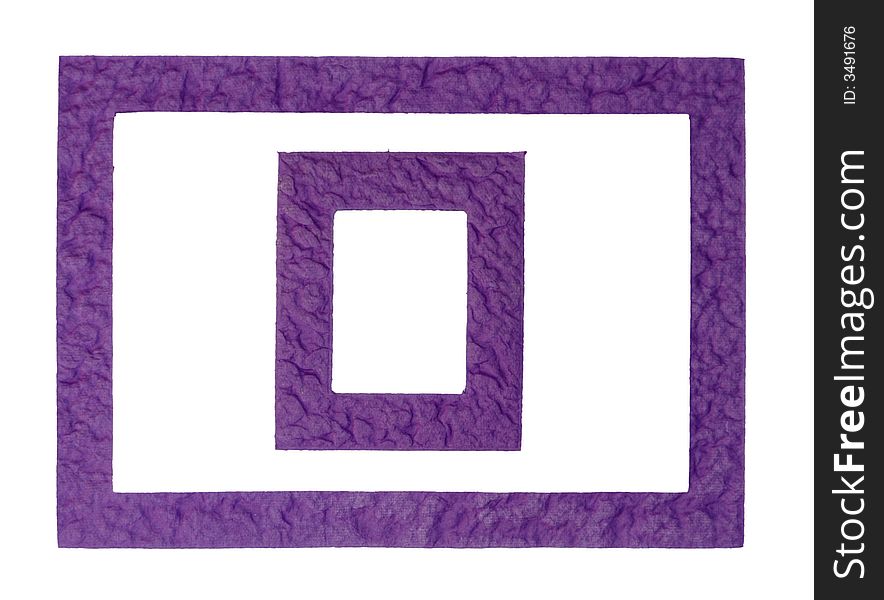 Purple Rectangle Frames With Textured Surface On White Background. Purple Rectangle Frames With Textured Surface On White Background