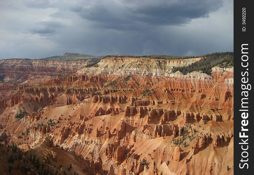 The picture of Cedar Breaks Amphitheater from the viewpoint in national monument.